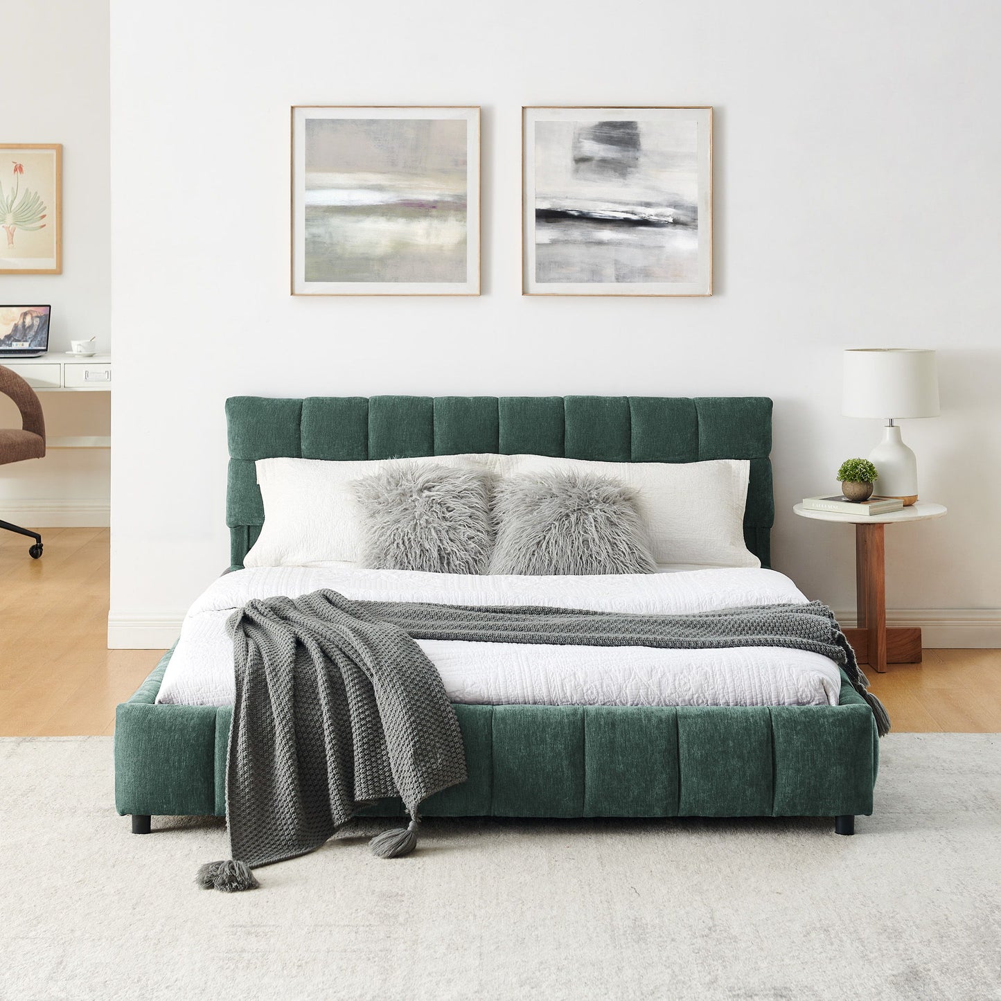 Modern Platform Bed Frame With Thick Fabric - The Sleep Loft - Online Mattress Showroom NYC
