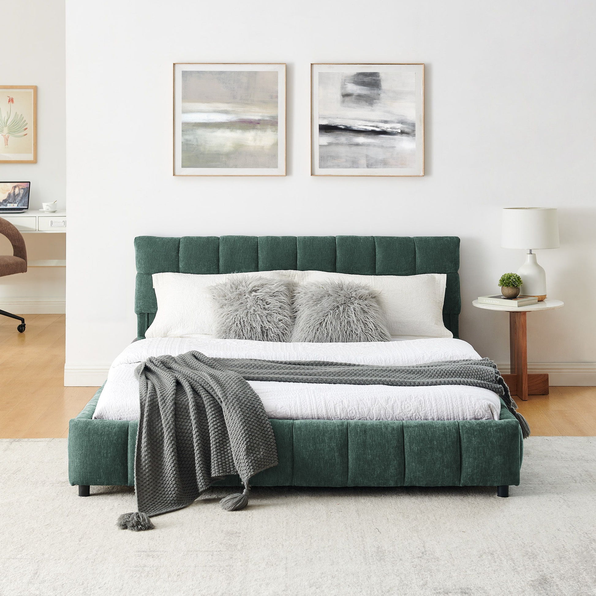 Modern Platform Bed Frame With Thick Fabric - The Sleep Loft - Online Mattress Showroom NYC