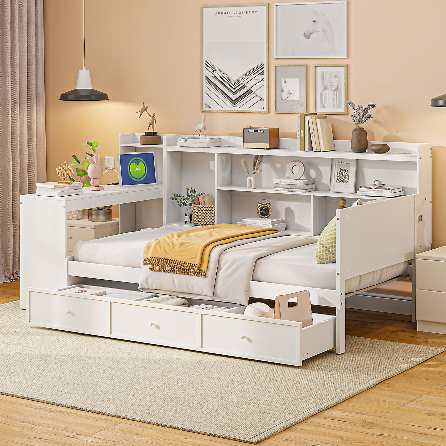 Daybed With 3 Drawers USB Ports And Desk - The Sleep Loft - Online Mattress Showroom NYC