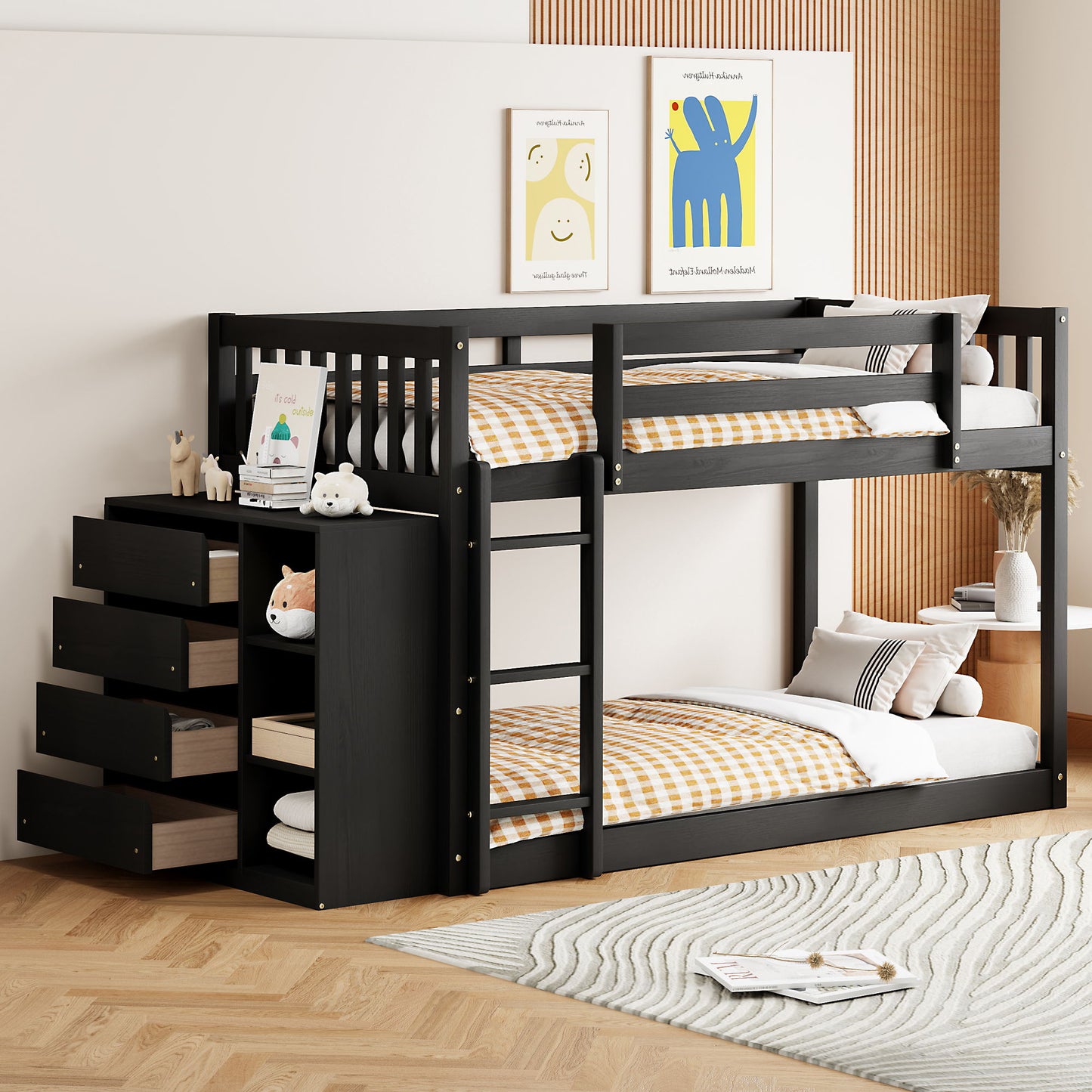 Bunk Bed With 4 Drawers And 3 Shelves - The Sleep Loft - Online Mattress Showroom NYC