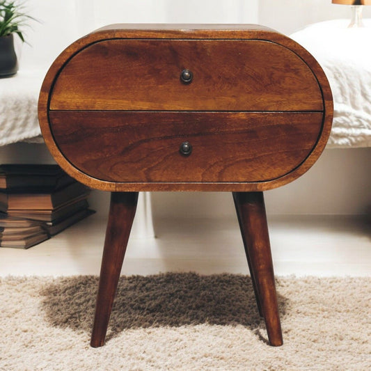 Large Chestnut Circular Bedside - The Sleep Loft - Online Mattress Showroom NYC