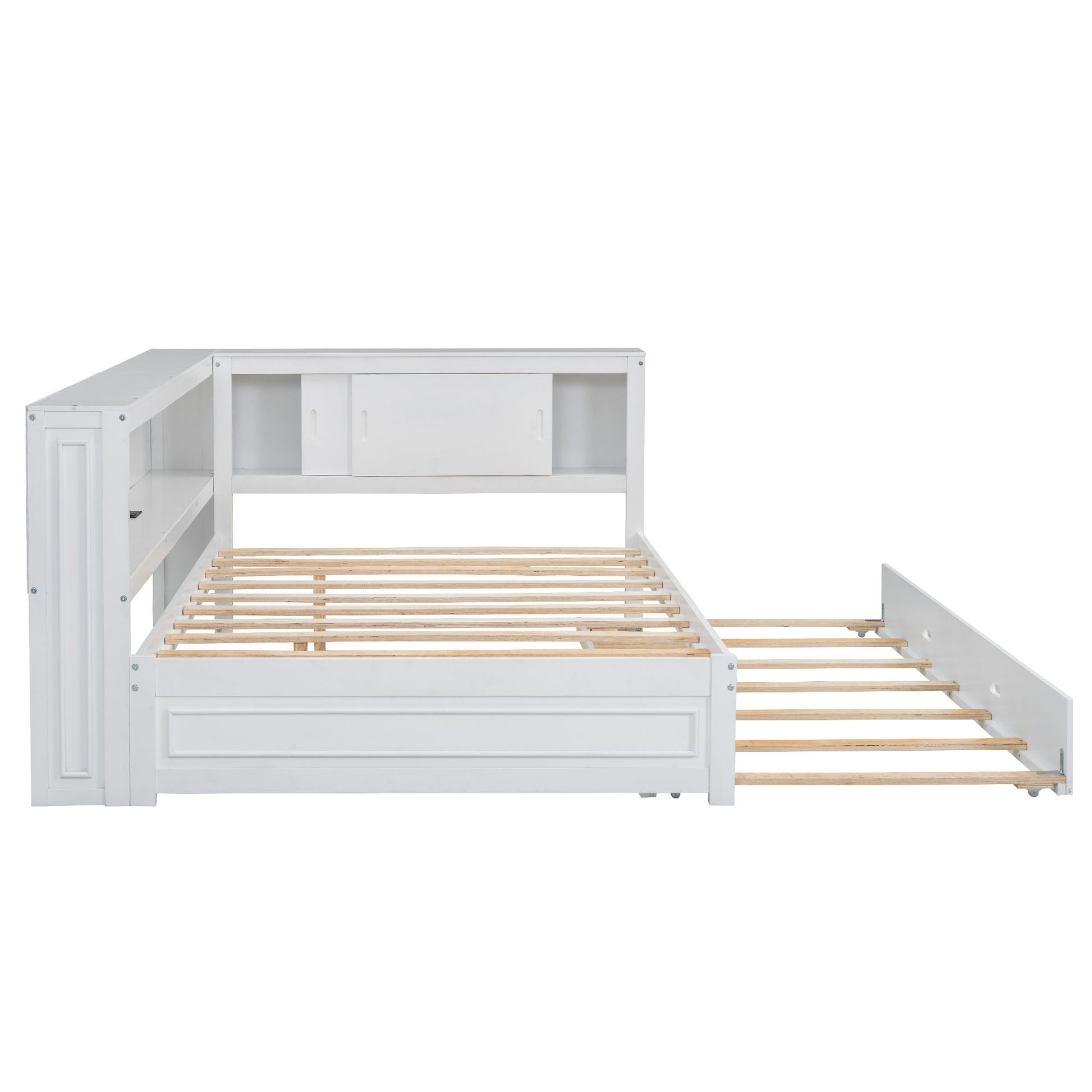 Daybed With Storage Shelves, LED, USB, And Trundle - The Sleep Loft - Online Mattress Showroom NYC