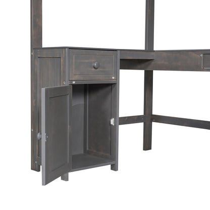 Loft Bed With U-Shaped Desk, Drawers, And Storage Shelves - The Sleep Loft - Online Mattress Showroom NYC