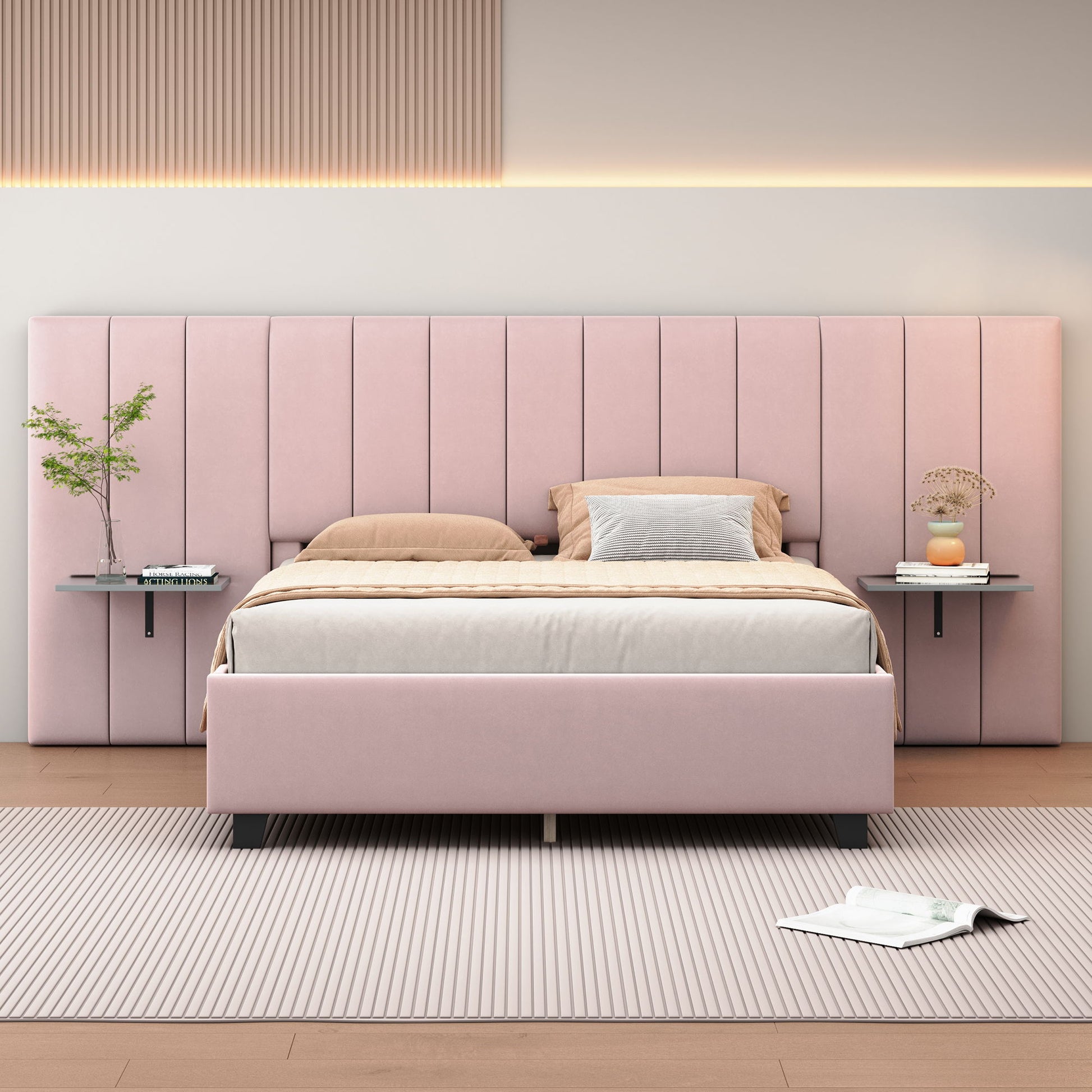 Upholstered Platform Bed With Big Headboard - The Sleep Loft - Online Mattress Showroom NYC