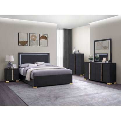 Medici - Eastern King LED Headboard Bed - Black - The Sleep Loft - Online Mattress Showroom NYC