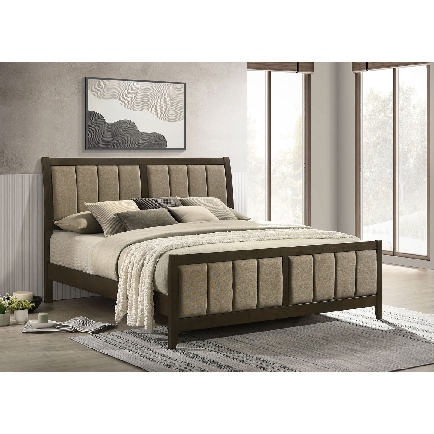 Clement - Upholstered Eastern King Bed - Dark Brown - The Sleep Loft - Online Mattress Showroom NYC