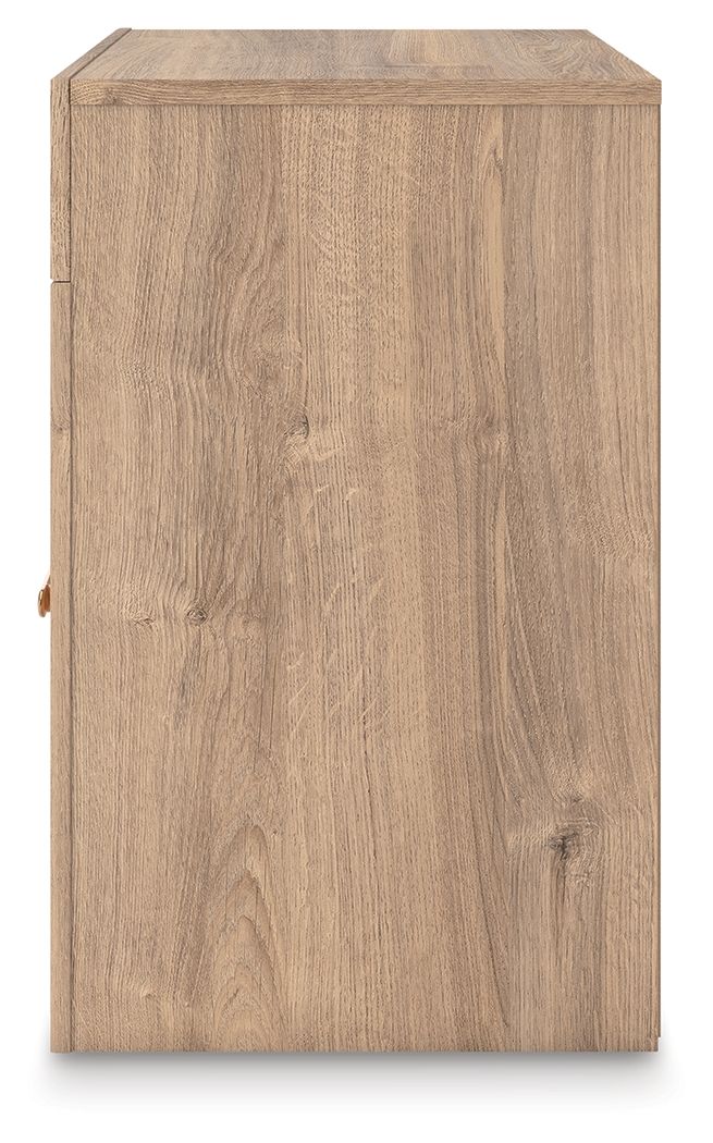 Kinlanni - One Drawer Night Stand - Tan - The Sleep Loft - Online Mattress Showroom NYC