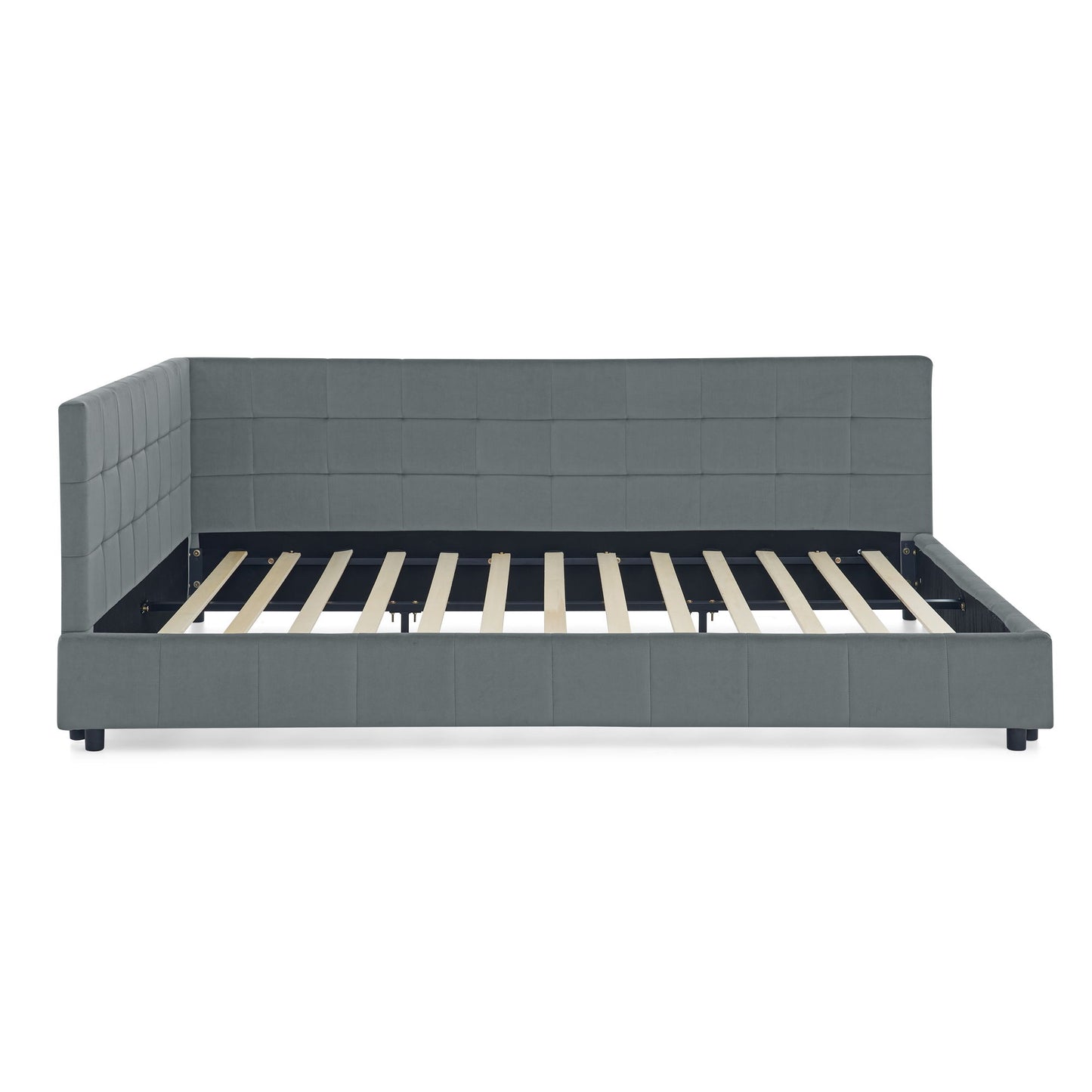 Mid-Century Storage Upholstered Tufted Bed Frame With Backrest And Armrests - The Sleep Loft - Online Mattress Showroom NYC