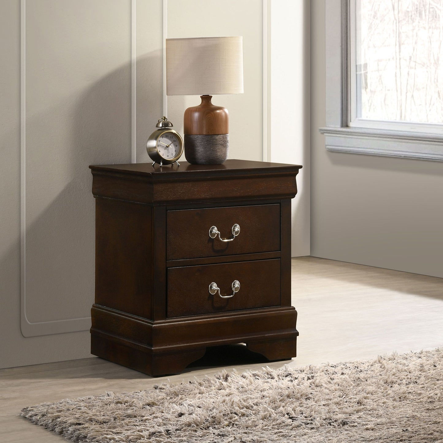 Demetra - 2 Drawer Nightstand - Cappuccino - The Sleep Loft - Online Mattress Showroom NYC