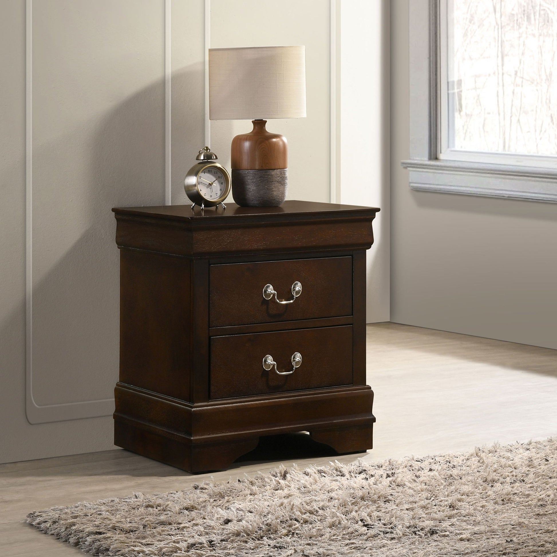 Demetra - 2 Drawer Nightstand - Cappuccino - The Sleep Loft - Online Mattress Showroom NYC