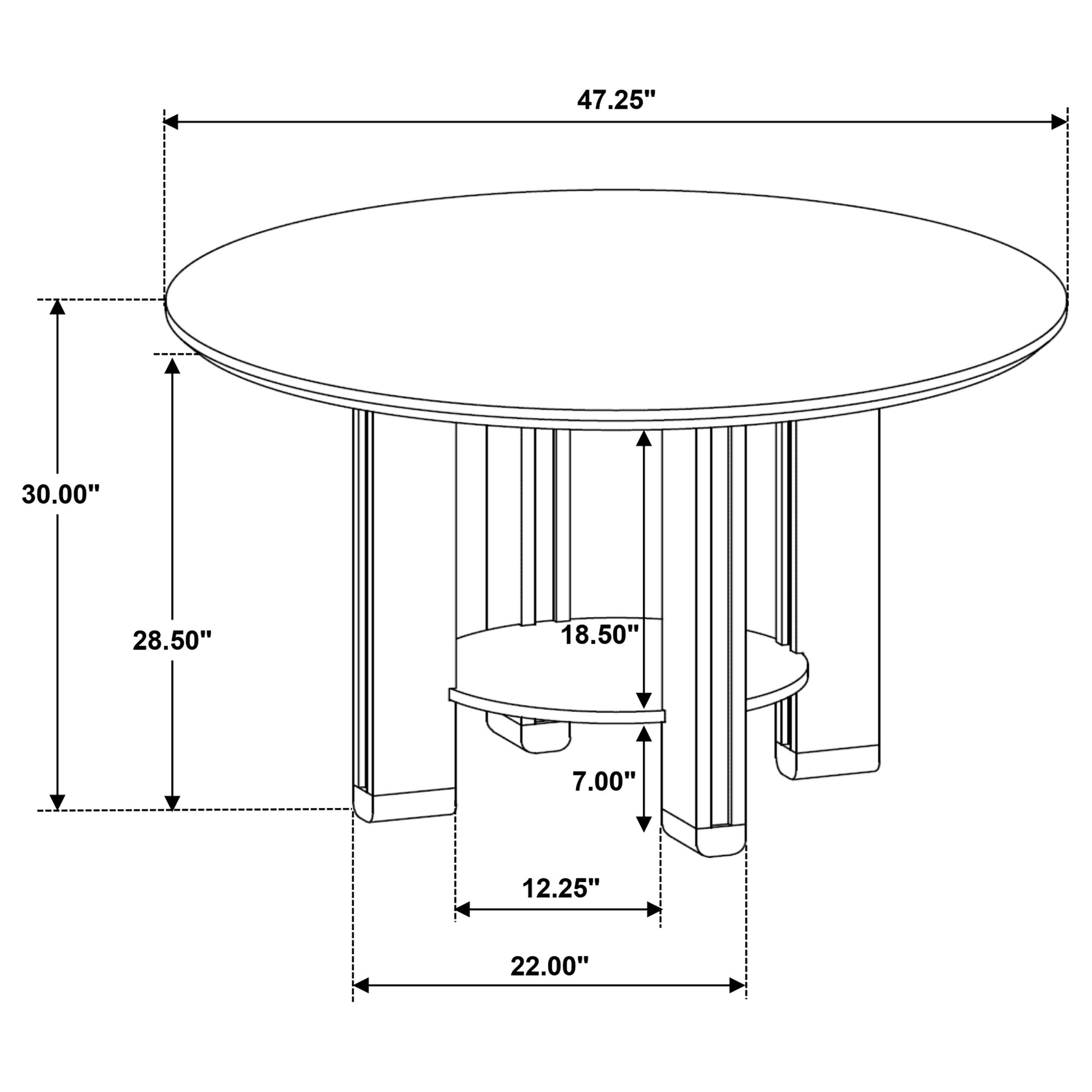 Ottowa 47-inch Round Wood Dining Table with Shelf Brown