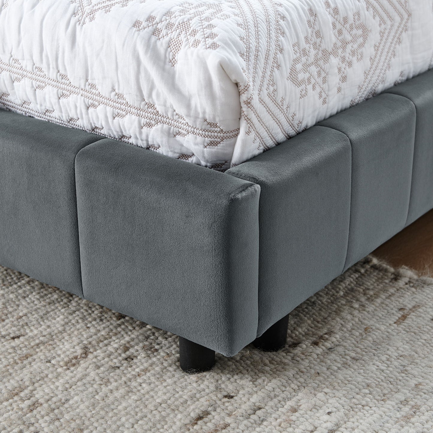 Mid-Century Storage Upholstered Tufted Bed Frame With Backrest And Armrests - The Sleep Loft - Online Mattress Showroom NYC