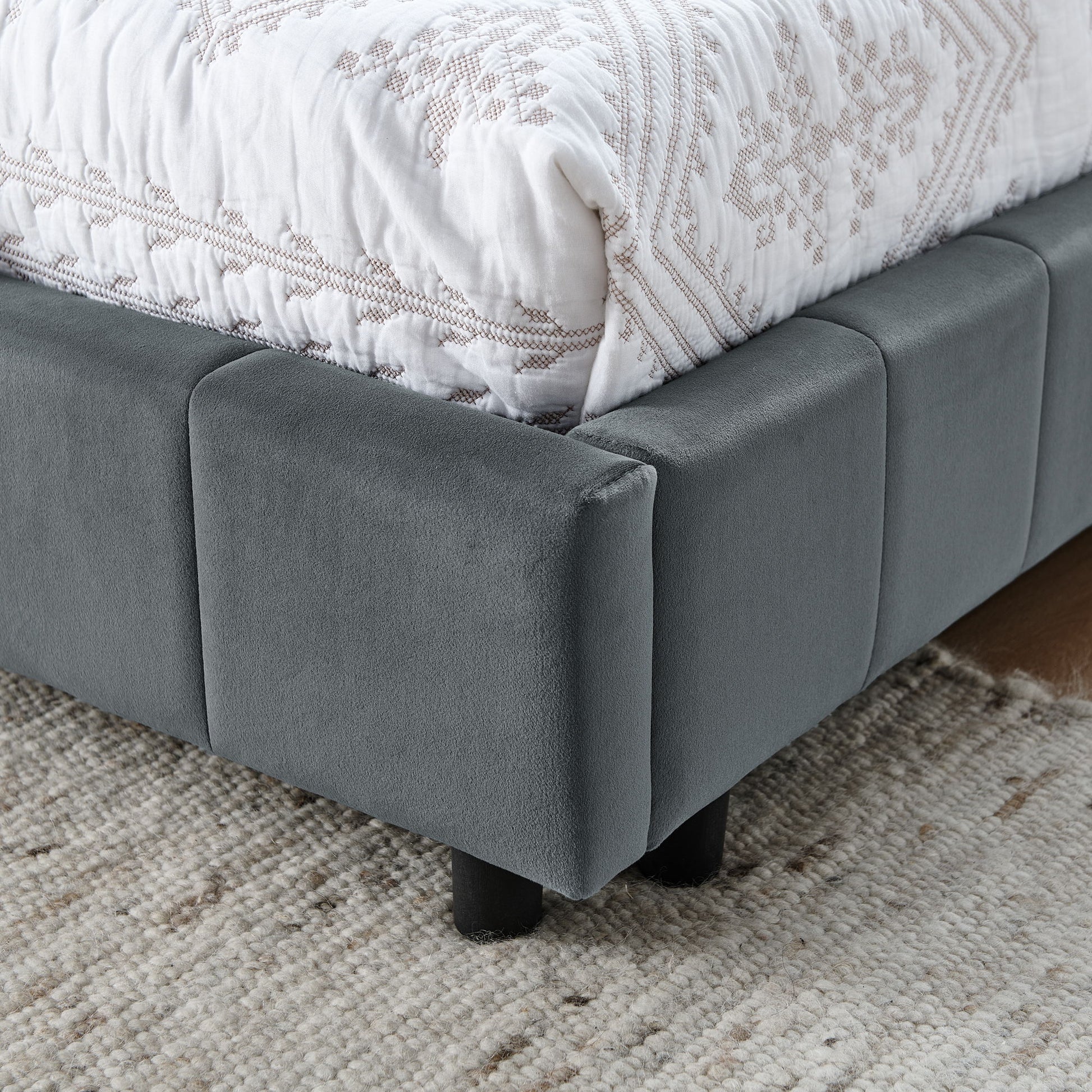 Mid-Century Storage Upholstered Tufted Bed Frame With Backrest And Armrests - The Sleep Loft - Online Mattress Showroom NYC