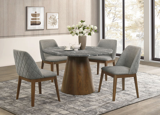 Franklin 5-piece 50-inch Round Dining Table Set Grey and Dark Oak - The Sleep Loft - Online Mattress Showroom NYC