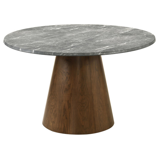 Franklin 50-inch Round Dining Table Grey and Dark Oak - The Sleep Loft - Online Mattress Showroom NYC