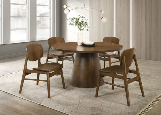 Franklin 5-piece 54-inch Round Dining Table Set Dark Brown - The Sleep Loft - Online Mattress Showroom NYC