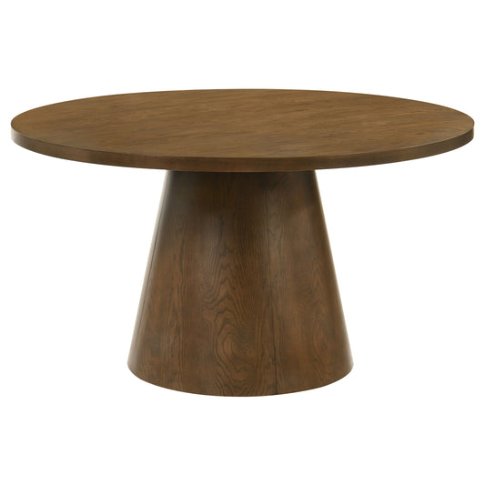 Franklin 54-inch Round Wood Pedestal Base Dining Table Dark Brown - The Sleep Loft - Online Mattress Showroom NYC