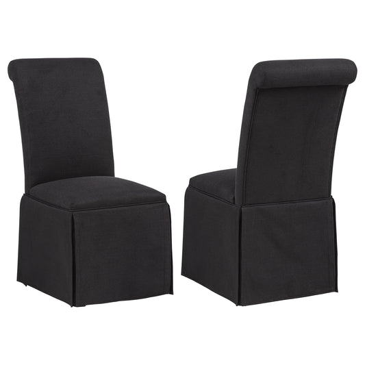 Shawna Upholstered Skirted Side Chair Black (Set of 2) - The Sleep Loft - Online Mattress Showroom NYC