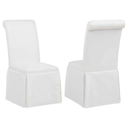 Shawna Upholstered Skirted Side Chair White (Set of 2) - The Sleep Loft - Online Mattress Showroom NYC