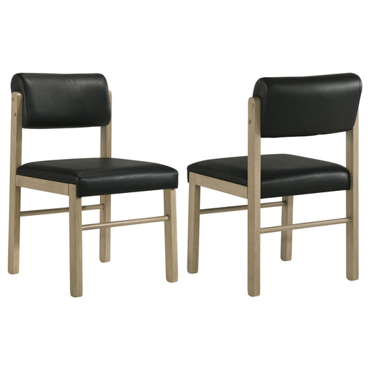 Kehoe Upholstered Dining Side Chair Black and Natural Oak (Set of 2) - The Sleep Loft - Online Mattress Showroom NYC
