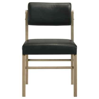 Kehoe Upholstered Dining Side Chair Black and Natural Oak (Set of 2)