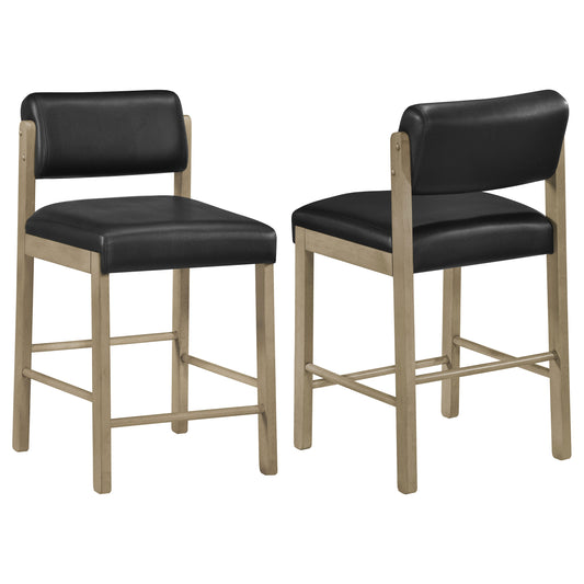 Kehoe Upholstered Counter Height Chair Black and Natural Oak (Set of 2) - The Sleep Loft - Online Mattress Showroom NYC
