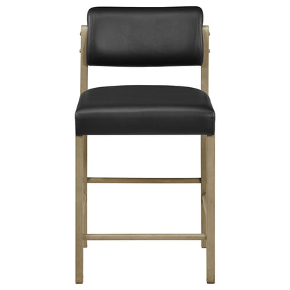 Kehoe Upholstered Counter Height Chair Black and Natural Oak (Set of 2)