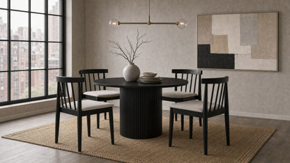 Hamlyn 47-inch Round Wood Dining Room Table Black