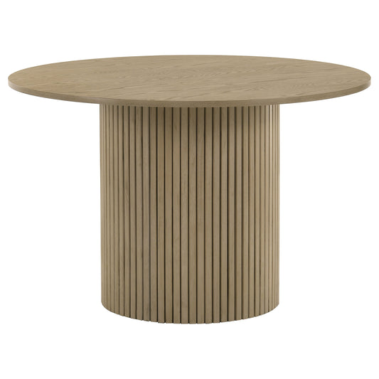 Hamlyn 47-inch Round Wood Dining Room Table Natural Oak - The Sleep Loft - Online Mattress Showroom NYC