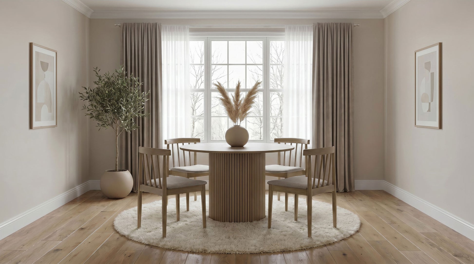 Hamlyn 47-inch Round Wood Dining Room Table Natural Oak
