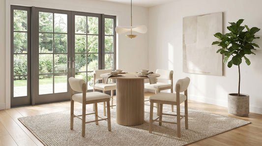 Hamlyn 5-piece Round Wood Counter Height Dining Set Cream and Natural Oak - The Sleep Loft - Online Mattress Showroom NYC