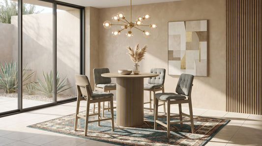 Hamlyn 5-piece Round Wood Counter Height Dining Set Grey and Natural Oak - The Sleep Loft - Online Mattress Showroom NYC