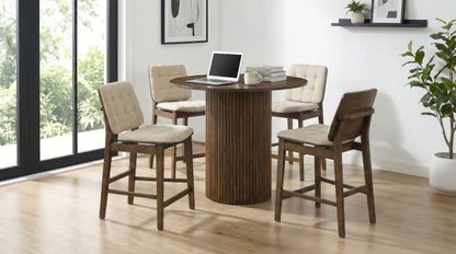 Hamlyn 43-inch Round Wood Counter Height Dining Table Walnut