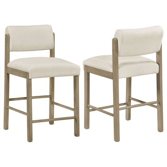 Kehoe Upholstered Counter Height Chair Cream and Natural Oak (Set of 2) - The Sleep Loft - Online Mattress Showroom NYC