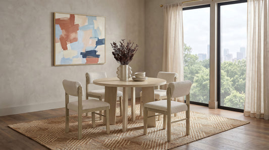 Strouse 5-piece Dining Set Cream and Natural Oak - The Sleep Loft - Online Mattress Showroom NYC