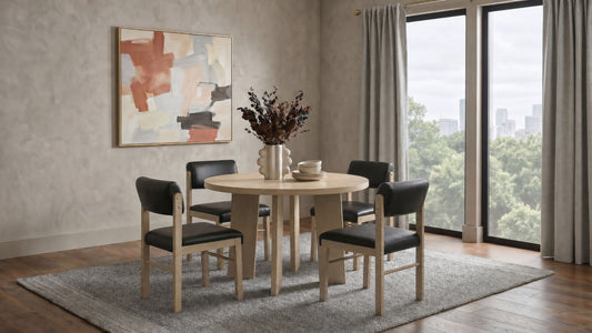 Strouse 5-piece Dining Set Black and Natural Oak - The Sleep Loft - Online Mattress Showroom NYC