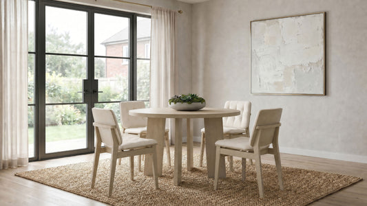 Strouse 5-piece Dining Set Cream and Natural Oak - The Sleep Loft - Online Mattress Showroom NYC