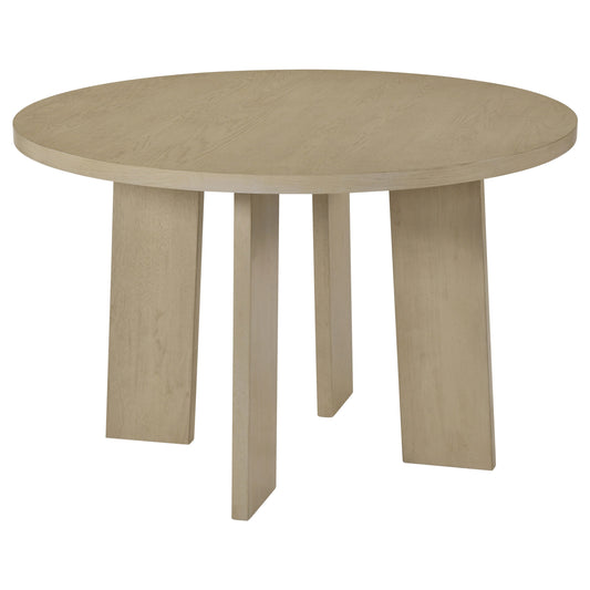 Strouse 47-inch Round Wood Dining Room Table Natural Oak - The Sleep Loft - Online Mattress Showroom NYC
