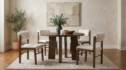 Strouse 47-inch Round Wood Dining Room Table Walnut