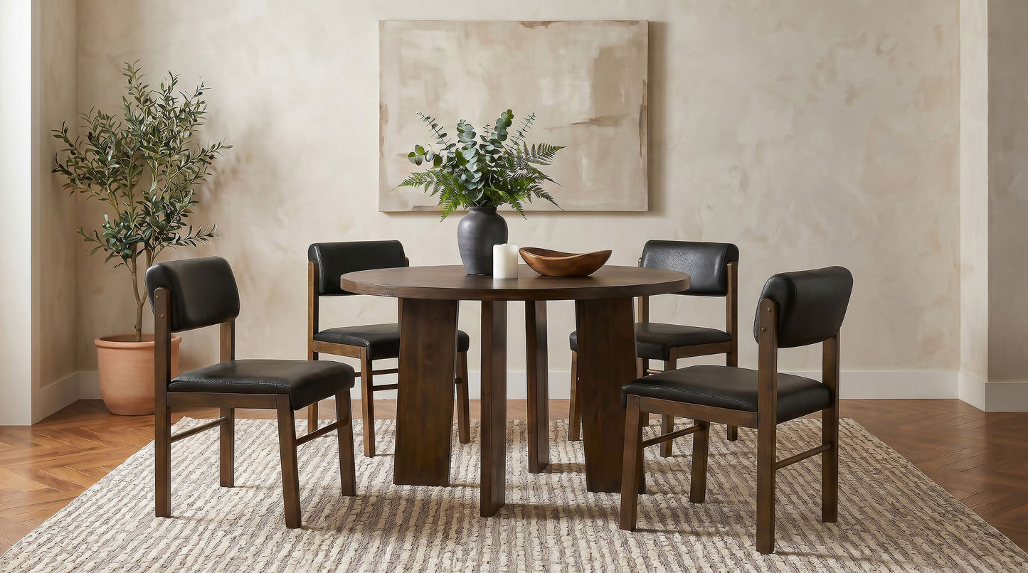 Strouse 47-inch Round Wood Dining Room Table Walnut