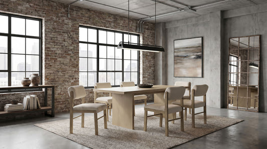 Decker 7-piece 82-inch Rectangular Dining Set Cream and Natural Oak - The Sleep Loft - Online Mattress Showroom NYC