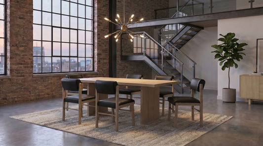 Decker 7-piece 82-inch Rectangular Dining Set Black and Natural Oak - The Sleep Loft - Online Mattress Showroom NYC