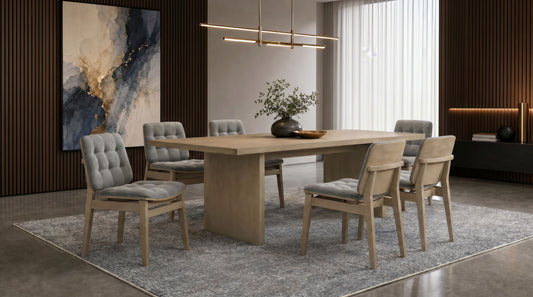 Decker 7-piece 82-inch Rectangular Dining Set Grey and Natural Oak - The Sleep Loft - Online Mattress Showroom NYC