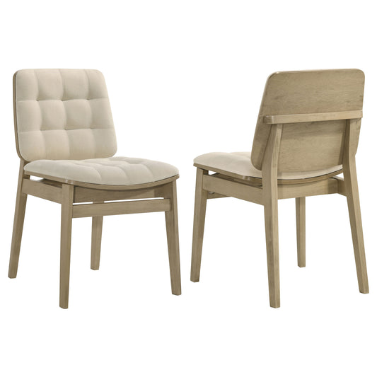 Redbridge Upholstered Side Chair Cream and Natural Oak (Set of 2) - The Sleep Loft - Online Mattress Showroom NYC