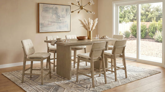 Decker 7-piece 70-inch Rectangular Counter Height Dining Set Cream and Natural Oak - The Sleep Loft - Online Mattress Showroom NYC