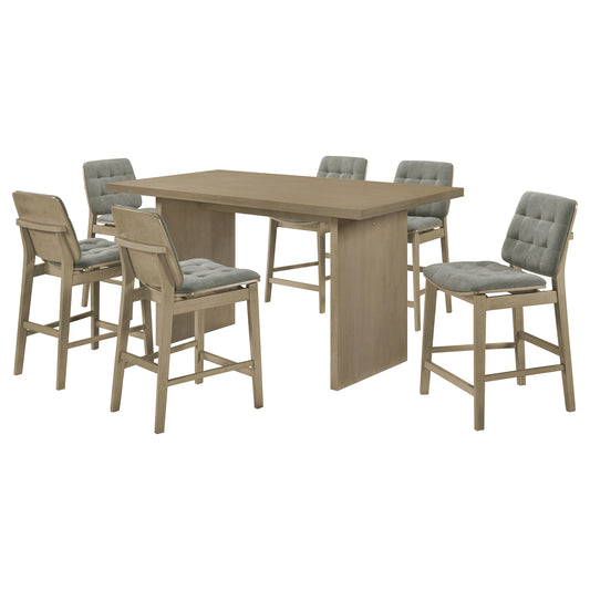 Decker 7-piece 70-inch Rectangular Counter Height Dining Set Grey and Natural Oak - The Sleep Loft - Online Mattress Showroom NYC
