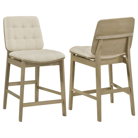 Redbridge Upholstered Counter Chair Cream and Natural Oak (Set of 2) - The Sleep Loft - Online Mattress Showroom NYC