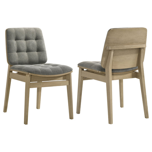Redbridge Upholstered Side Chair Grey and Natural Oak (Set of 2) - The Sleep Loft - Online Mattress Showroom NYC