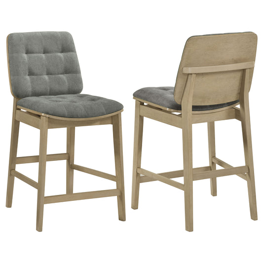 Redbridge Upholstered Counter Chair Grey and Natural Oak (Set of 2) - The Sleep Loft - Online Mattress Showroom NYC