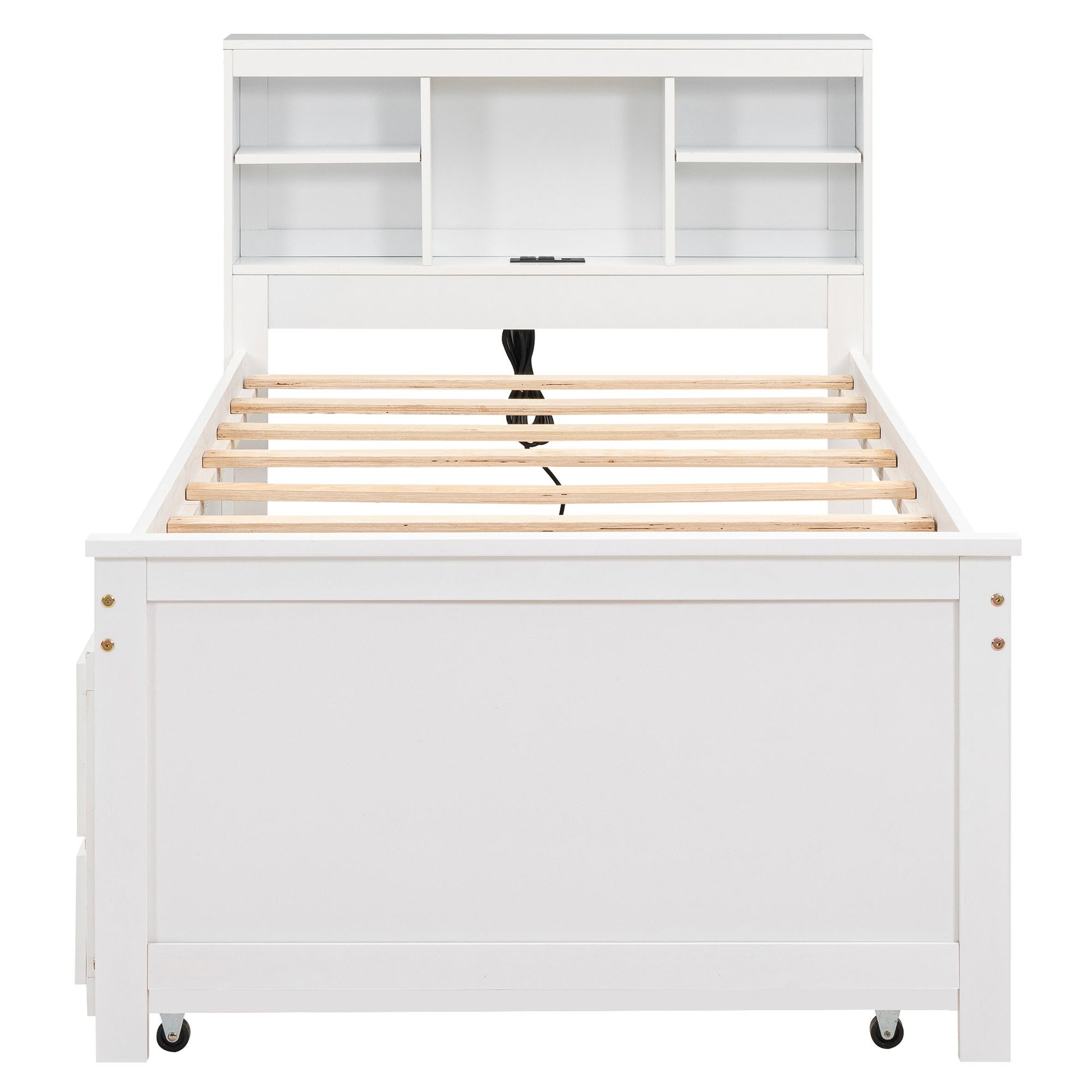 Platform Bed With Storage Headboard, USB, Trundle And 3 Drawers - The Sleep Loft - Online Mattress Showroom NYC